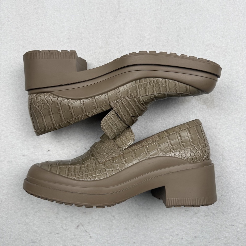 Cole Haan Shoes Womens 10.5 Beige Croc Embossed Platform Block Heel W28740